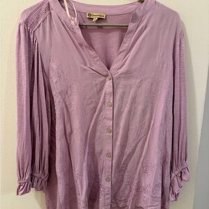 Democracy Lavender Button-Up Blouse